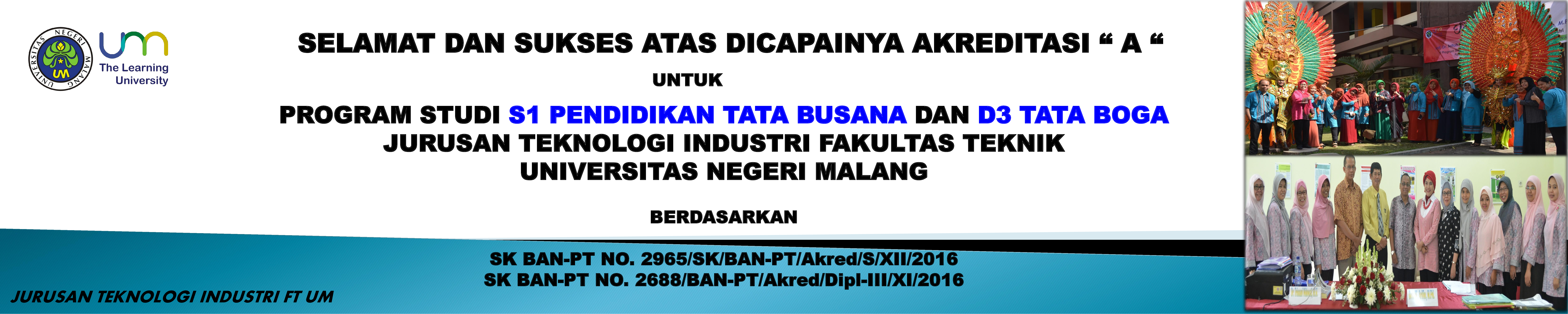 Akreditasi “A” untuk Program Studi S1 Pendidikan Tata Busana dan D3 Tata Boga